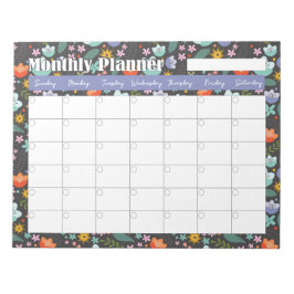 Bloc De Notas Monthly Planner Spring Colorful Flowers 