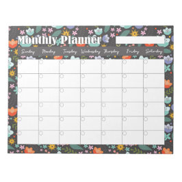 Bloc De Notas Monthly Planner Spring Colorful Flowers 