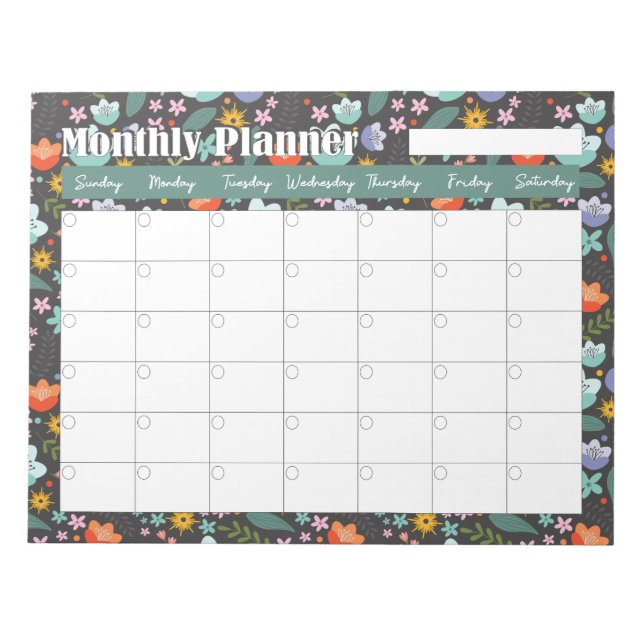 Bloc De Notas Monthly Planner Spring Colorful Flowers  (Frente)