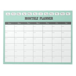 Bloc De Notas Monthly Planner Teal Simple Calendar