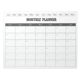 Bloc De Notas Monthly Planner White Simple Calendar