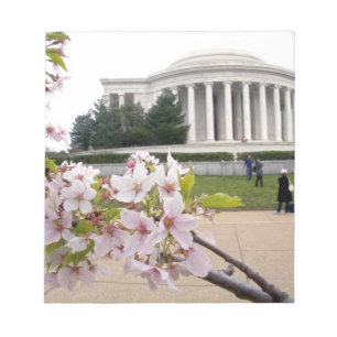 Bloc De Notas Monumento a Thomas Jefferson con flor de cerezo