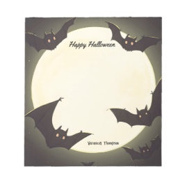 Bloc De Notas Moon and Bats Happy Halloween