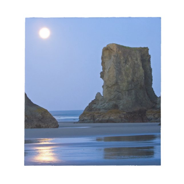 Bloc De Notas Moonset, Bandon Beach, Oregón. (Frente)