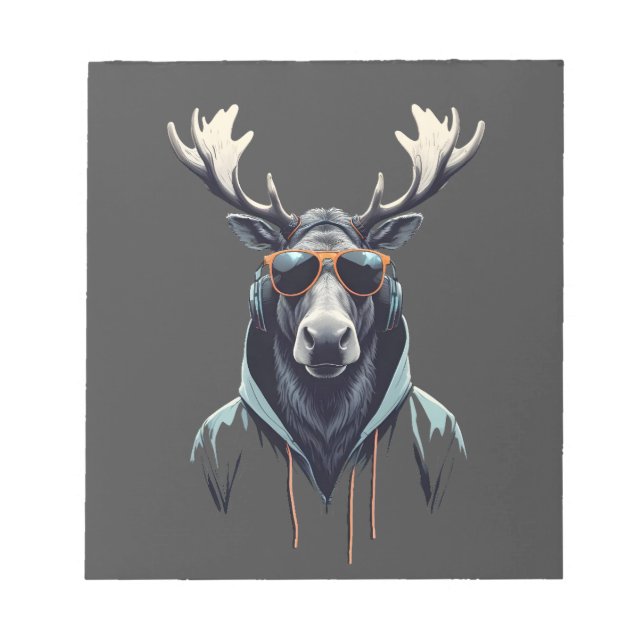 Bloc De Notas Moose Con Hoodie Funny Carácter Animal De Guay (Frente)