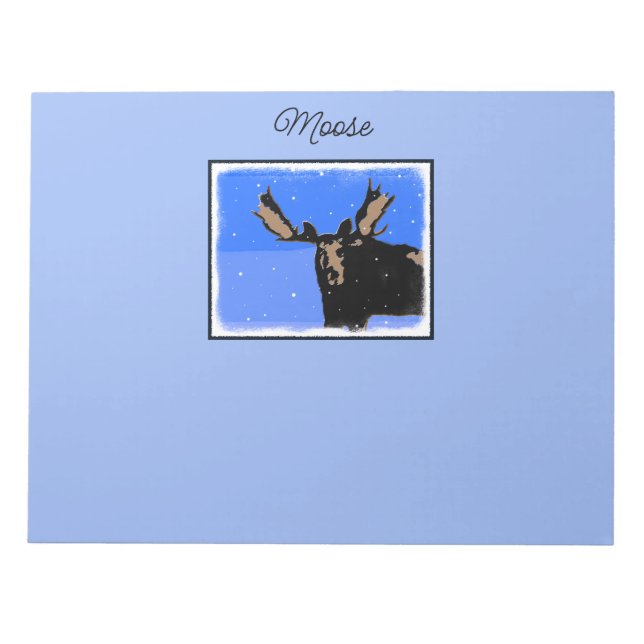 Bloc De Notas Moose in Winter - Original Wildlife Art (Frente)