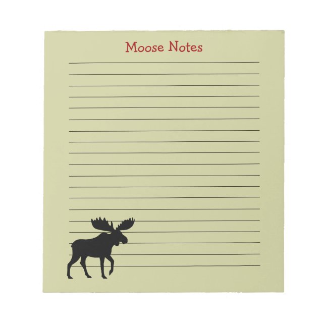 Bloc De Notas Moose Silhouette Personalizado Wildlife Lined (Frente)