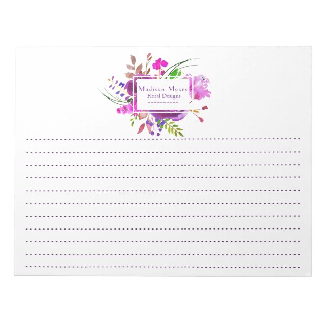 Bloc De Notas Morado acuarela Floral Bouquet Lining (Frente)