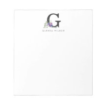 Morado Monograma de Moda Boho Floral Giral