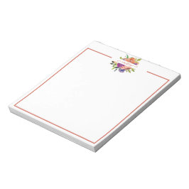 Bloc De Notas Morado y naranja acuarela floral personalizada