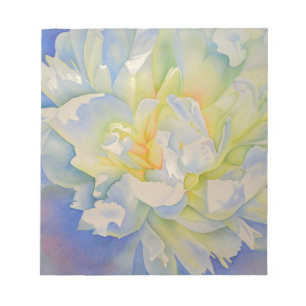Bloc De Notas Morning Glow   pintura acuarela de peonía blanca