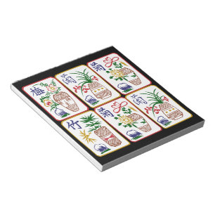 Bloc De Notas Mosaicos de flores Mah Jongg