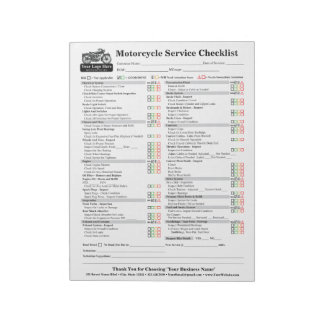Bloc De Notas Motorcycle Service Checklist 8.5x11