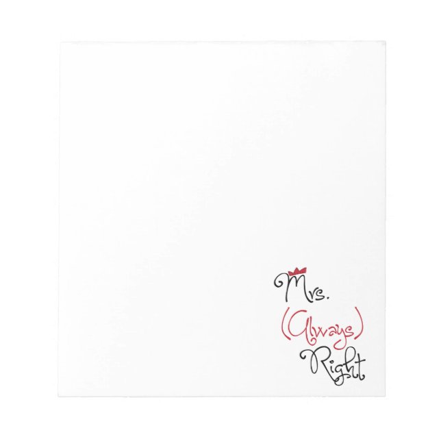 Bloc De Notas Mrs. Always Right Notepad (Frente)