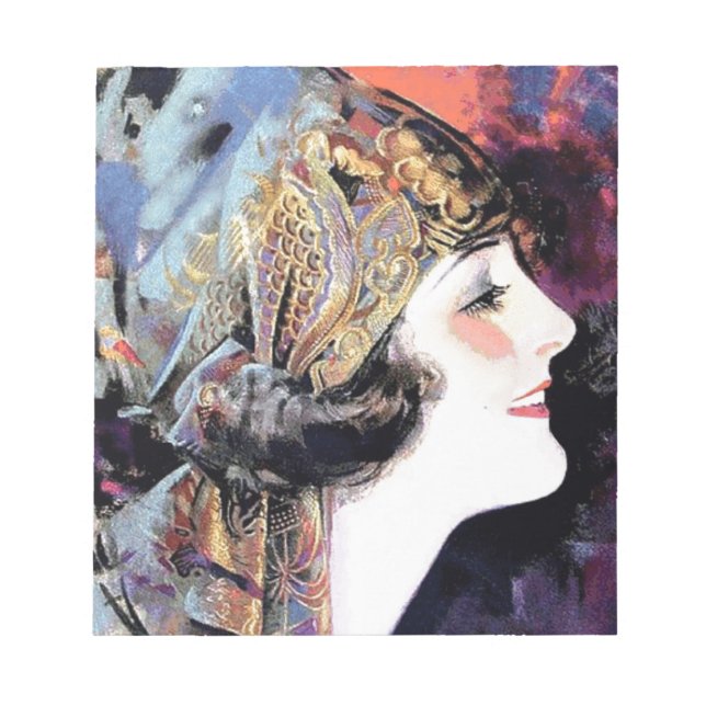 Bloc De Notas Mujer Art Deco en estafa (Frente)