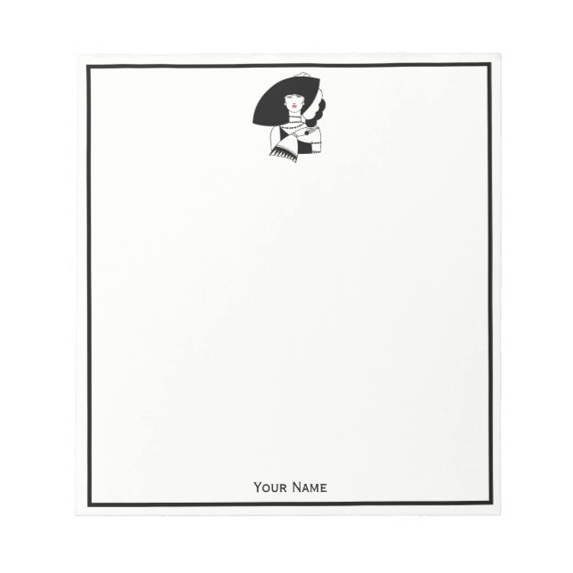 Bloc De Notas Mujer Art Déco En Grandes Gorras Gantes RL (Frente)