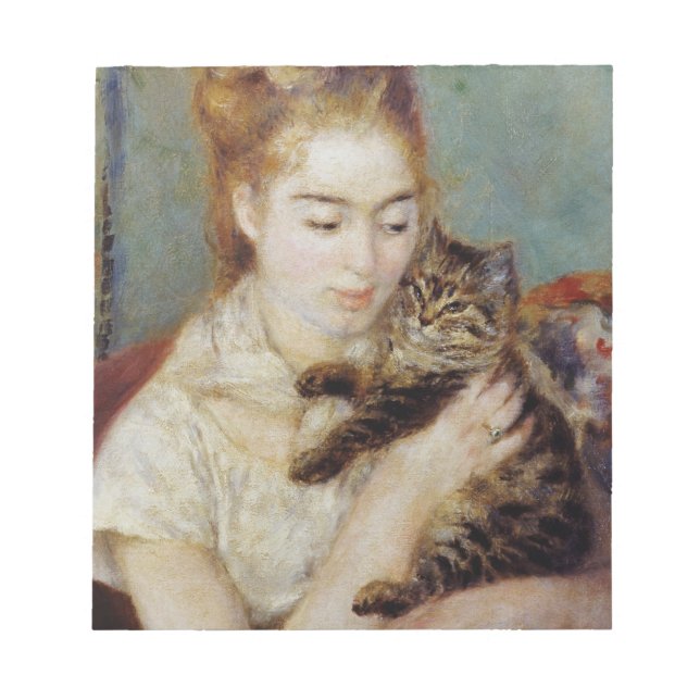 Bloc De Notas Mujer con un gato de Pierre-Auguste Renoir (Frente)