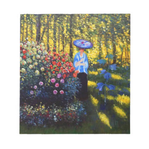 Bloc De Notas Mujer Monet con una sombrilla en el jardín