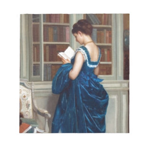Bloc De Notas Mujer Victoriana Elegante Leyendo en la Biblioteca