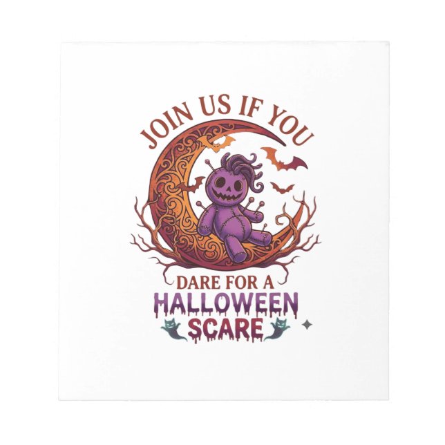 Bloc De Notas Muñeca Voodoo Purpura Crescente de Halloween Osada (Frente)