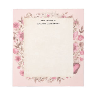 Bloc De Notas Music Notes and Flowers Retro Style