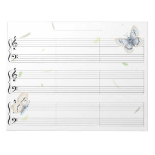 Bloc De Notas Música de piano de mariposas Manu papel reglado an