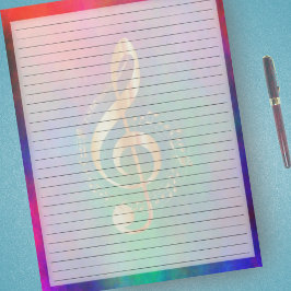 Bloc De Notas Música Gold de gran calidad Treble Clef Colorido b