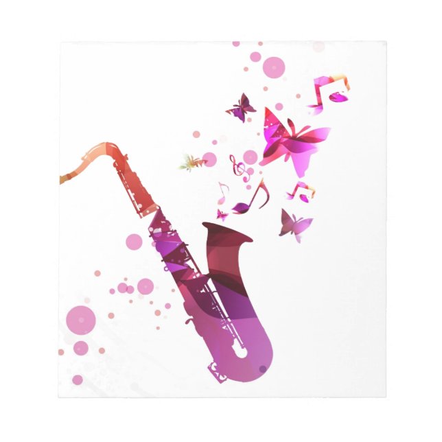Bloc De Notas Música y mariposas lindas saxofónicas (Frente)