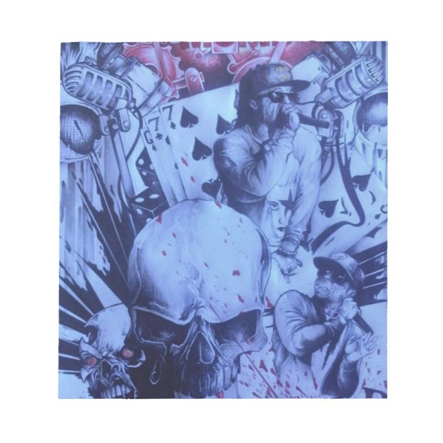 Bloc De Notas Músicos pop Blue Purple Art Print (Frente)