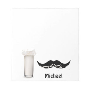 Bloc De Notas Mustache de leche personalizado
