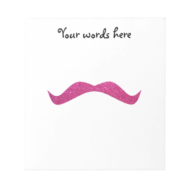 Bloc De Notas Mustache rosa purpurina (Frente)