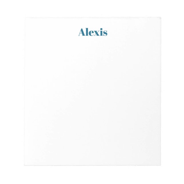 Bloc De Notas Name Calligraphy Script Plain Simple White Blue (Frente)