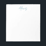 Bloc De Notas Name Calligraphy Script Plain Simple White Blue<br><div class="desc">This template can be customized to meet all professional occupations.</div>