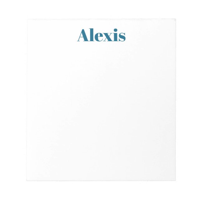 Bloc De Notas Name Calligraphy Script Plain Simple White Blue (Frente)
