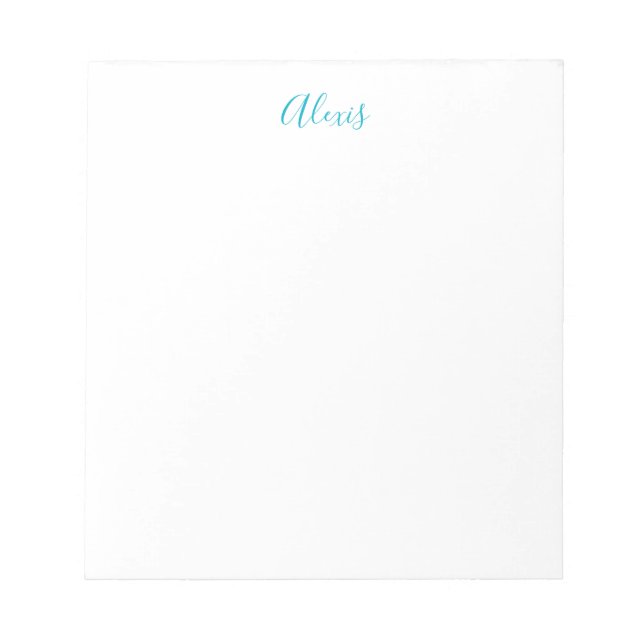 Bloc De Notas Name Calligraphy Script Plain Simple White Blue (Frente)