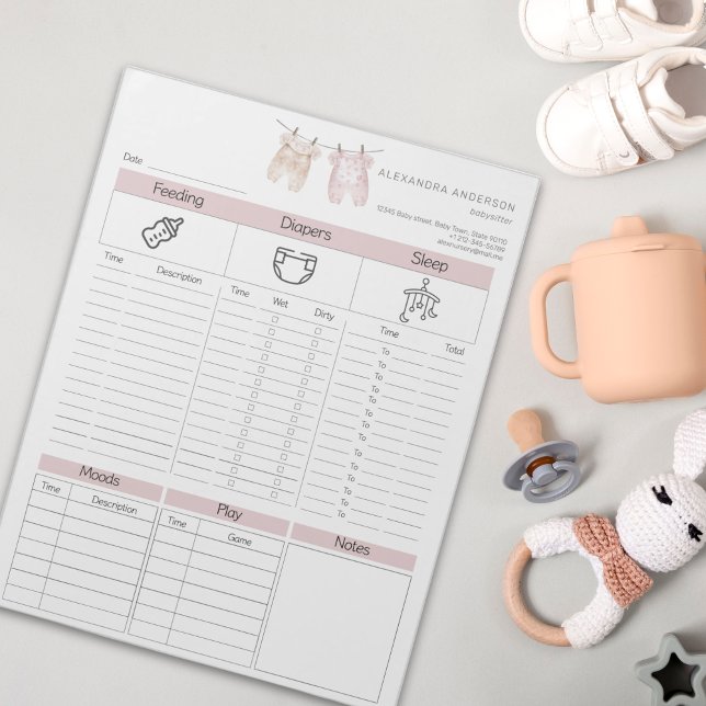 Bloc De Notas Nanny Chilcare Daily Log (Subido por el creador)