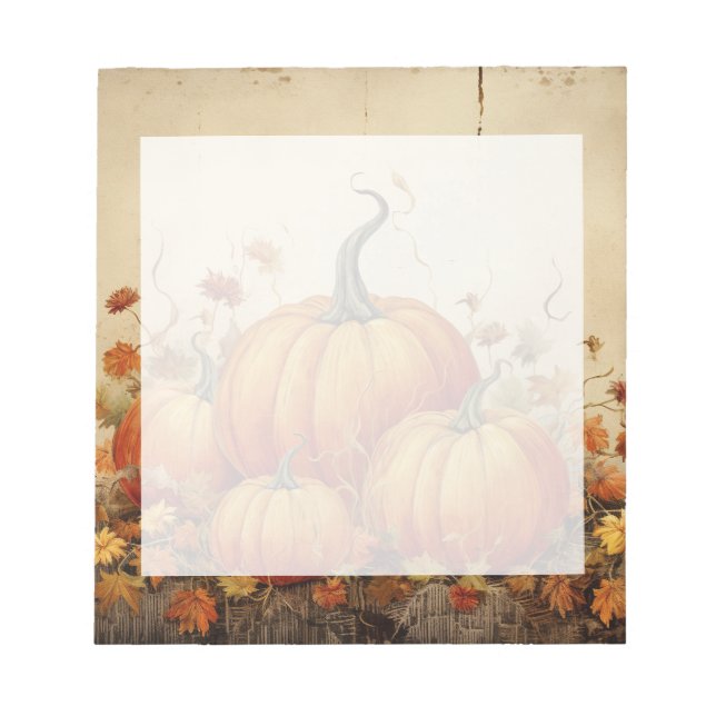 Bloc De Notas Naranja Calabazas Rustic Otoño (Frente)