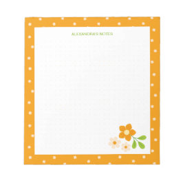 Bloc De Notas Naranja Cálido Flores Ditsy Lunares Personalizados