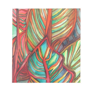 Bloc De Notas Naranja Canna deja acuarela arte original