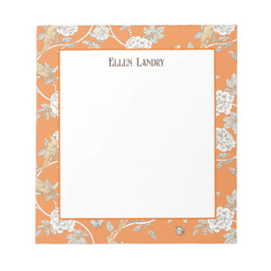 Bloc De Notas Naranja Chinoiserie Floral
