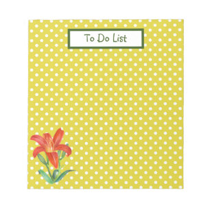 Bloc De Notas Naranja de acuarela Ilustracion botánico Lily