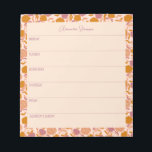 Bloc De Notas Naranja de cosecha floral de planificación semanal<br><div class="desc">Un elegante tablero de planificación semanal personalizado con un borde floral vintage morado y naranja.</div>