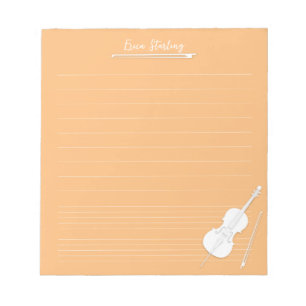Bloc De Notas Naranja de Lección de Música Personalizada Cello B