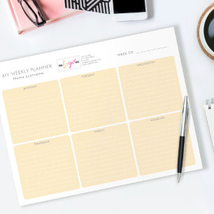 Bloc De Notas Naranja de logotipo Pastel Planner semanal simple