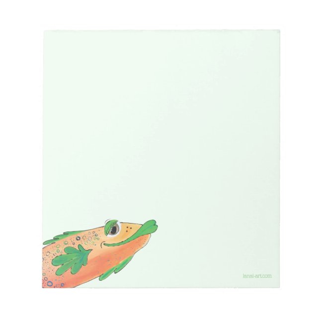 Bloc De Notas Naranja de pintura de peces caprichosos y verde (Frente)