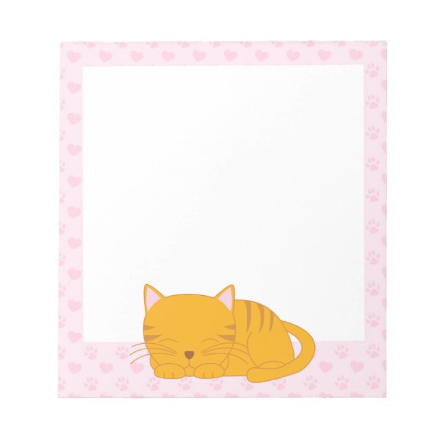 Bloc De Notas Naranja durmiente Tabby Cat (Frente)