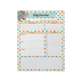 Bloc De Notas Naranja floral con puntos de Polka azul _ Infraest