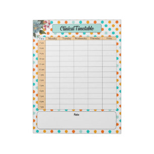 Bloc De Notas Naranja floral en Blue_ Clinetable