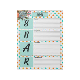 Bloc De Notas Naranja floral y azul _ SBAR Temp