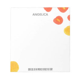 Bloc De Notas Naranja moderno color de agua amarillo querido Dio